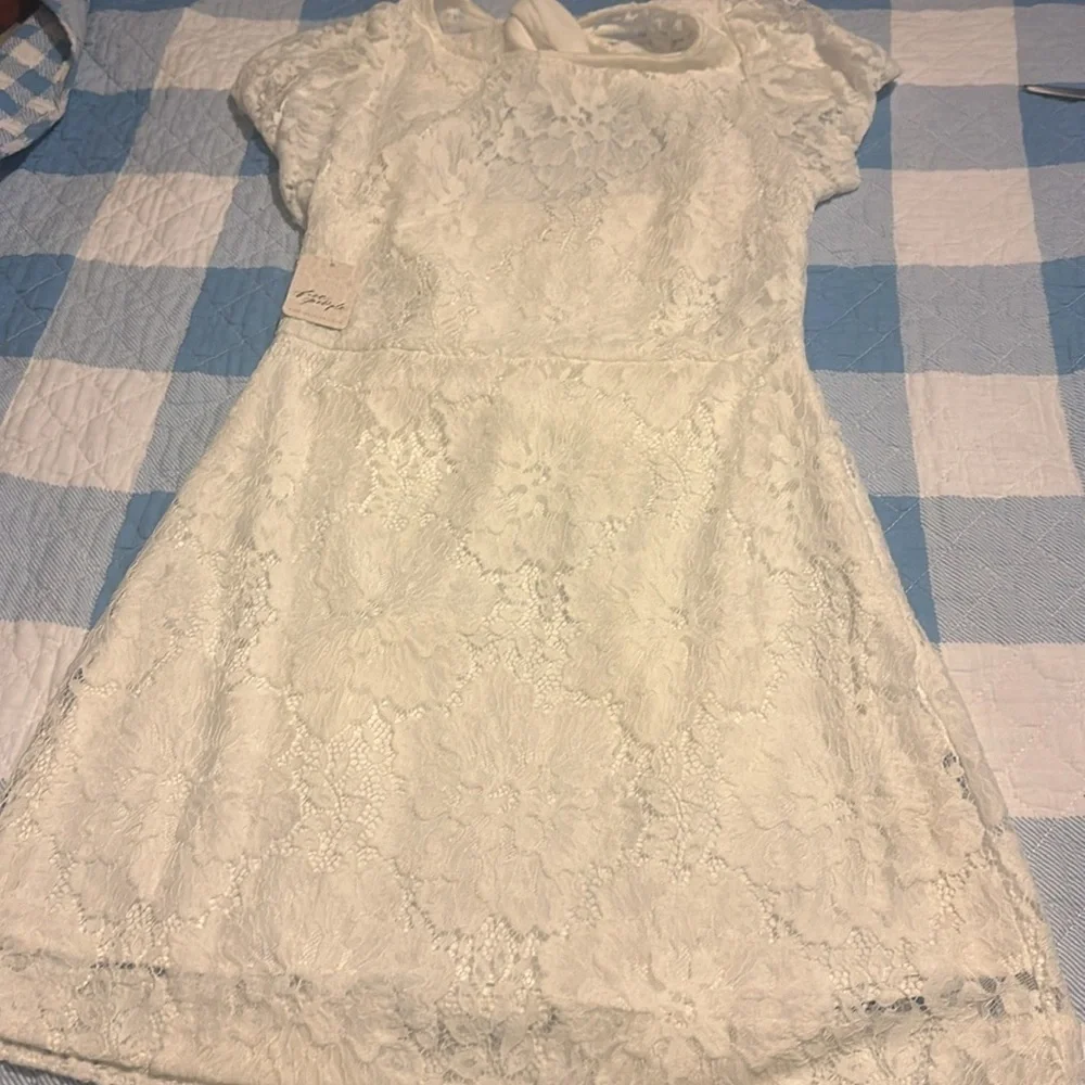 NWT Free People Hailee Puff Sleeve Lace Dress in Ivory